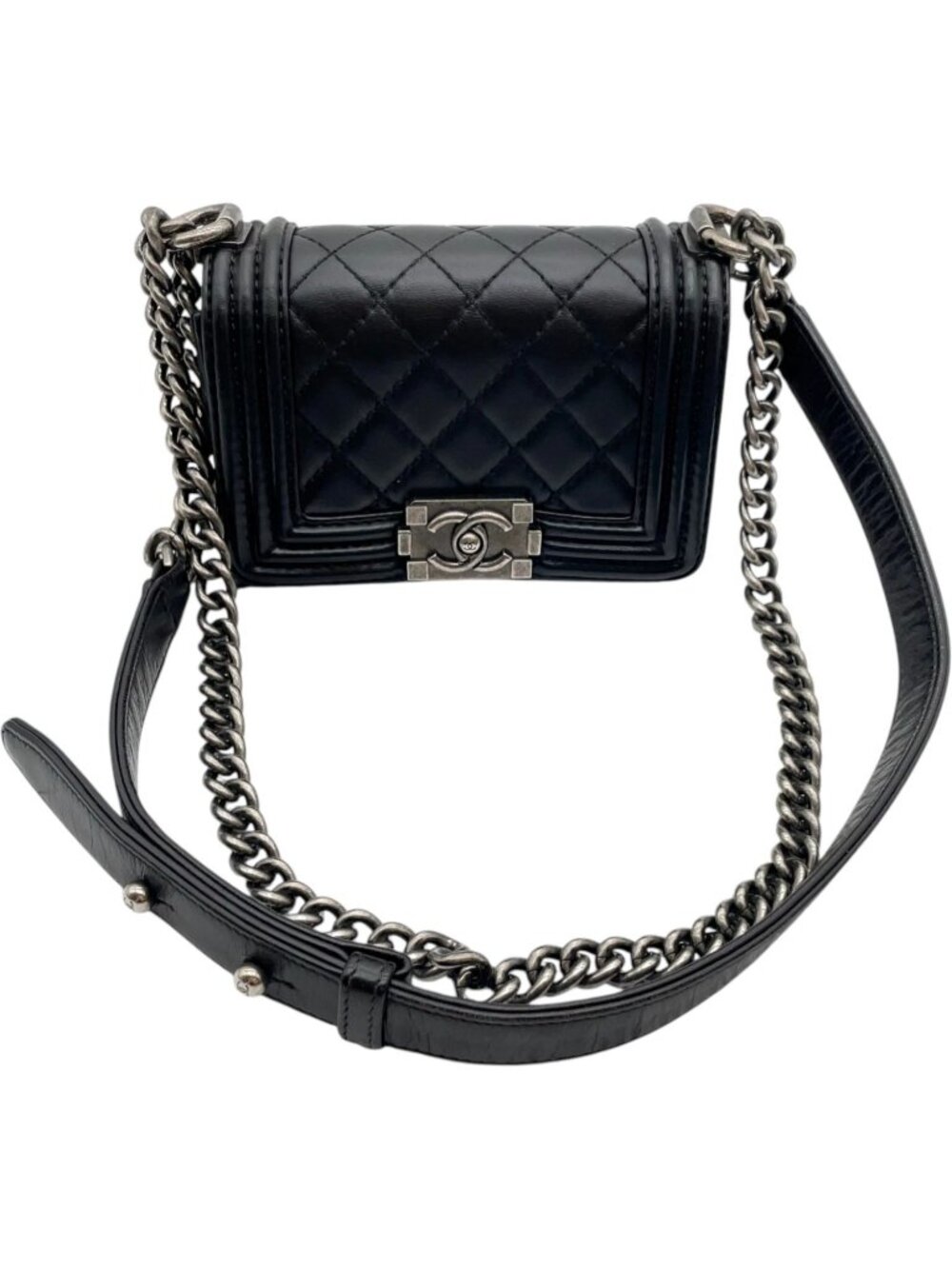 (S6) Chanel Crossbody Bag Black Leather
